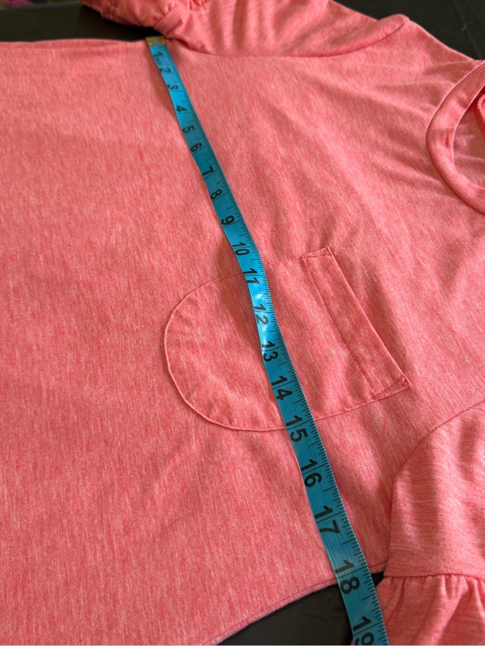 New In Women’s Medium Coral Pink Ruffle Sleeve T-Shirt Dress Pocket Casual - Picture 4 of 7
